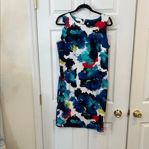 Mario Serrani Blue and Red Floral Midi Dress